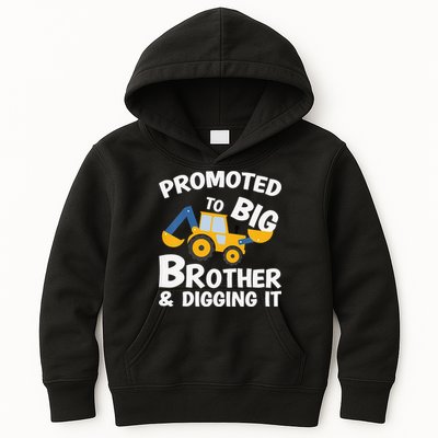 Promoted to Big Brother and Digging It Construction Brother Kids Hoodie