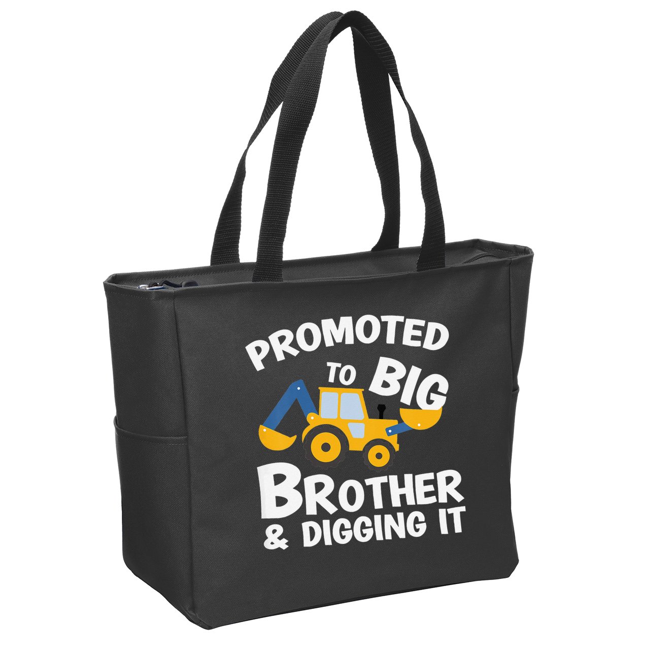 Promoted to Big Brother and Digging It Construction Brother Zip Tote Bag