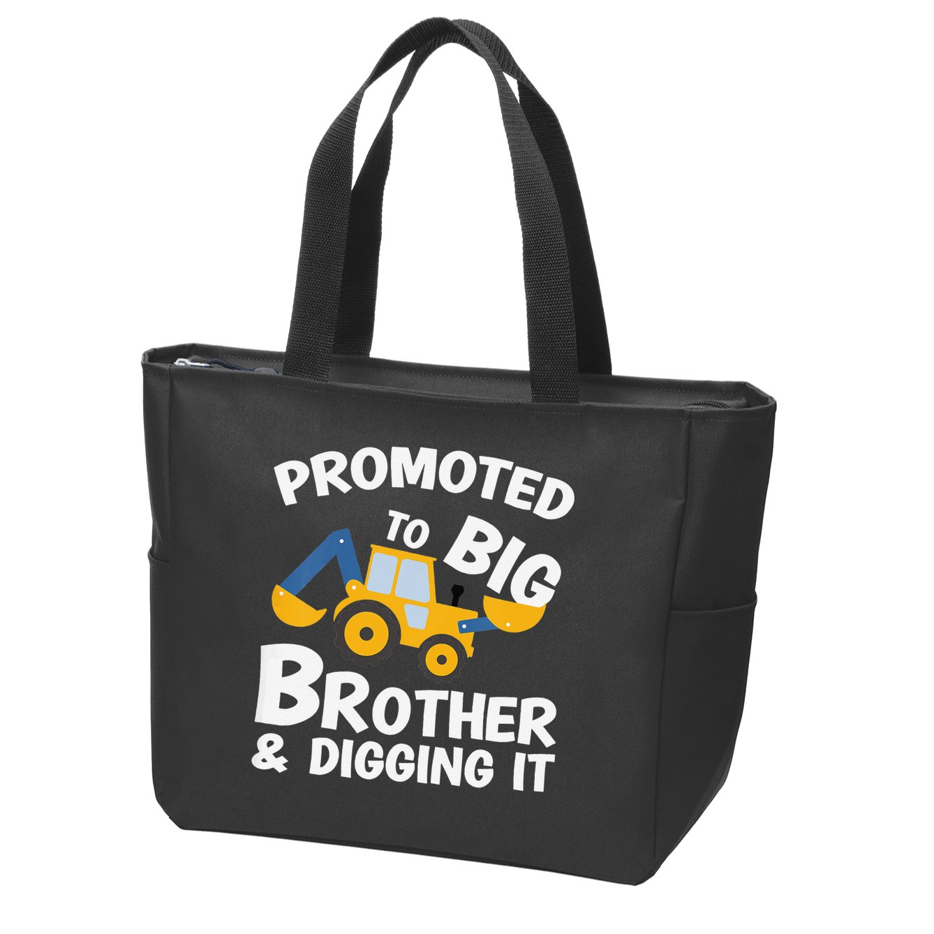 Promoted to Big Brother and Digging It Construction Brother Zip Tote Bag