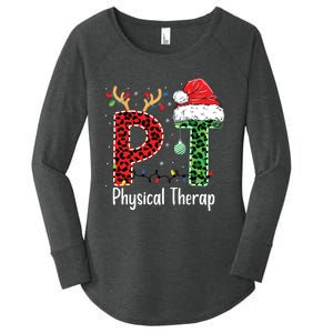 Physical Therapy Christmas Santa Hat Pt Therapist Xmas Women's Perfect Tri Tunic Long Sleeve Shirt