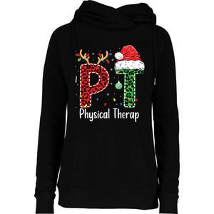 Physical Therapy Christmas Santa Hat Pt Therapist Xmas Womens Funnel Neck Pullover Hood