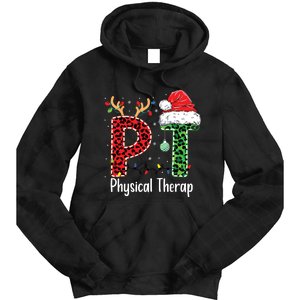 Physical Therapy Christmas Santa Hat Pt Therapist Xmas Tie Dye Hoodie