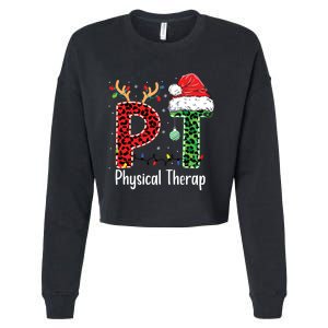 Physical Therapy Christmas Santa Hat Pt Therapist Xmas Cropped Pullover Crew