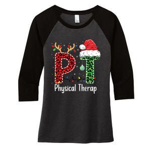 Physical Therapy Christmas Santa Hat Pt Therapist Xmas Women's Tri-Blend 3/4-Sleeve Raglan Shirt