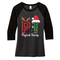 Physical Therapy Christmas Santa Hat Pt Therapist Xmas Women's Tri-Blend 3/4-Sleeve Raglan Shirt