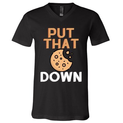 Put That Cookie Down! Jingle All The Way Arnold Schwarzenegger V-Neck T-Shirt