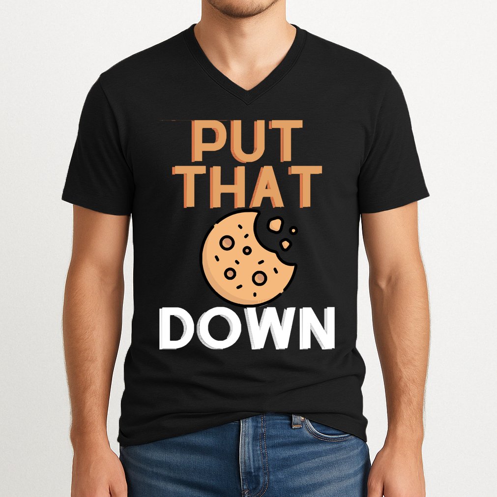 Put That Cookie Down! Jingle All The Way Arnold Schwarzenegger V-Neck T-Shirt