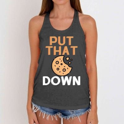 Put That Cookie Down! Jingle All The Way Arnold Schwarzenegger Women's Knotted Racerback Tank