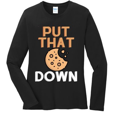 Put That Cookie Down! Jingle All The Way Arnold Schwarzenegger Ladies Long Sleeve Shirt