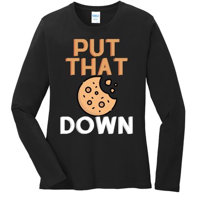 Put That Cookie Down! Jingle All The Way Arnold Schwarzenegger Ladies Long Sleeve Shirt