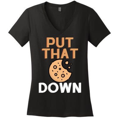 Put That Cookie Down! Jingle All The Way Arnold Schwarzenegger Women's V-Neck T-Shirt