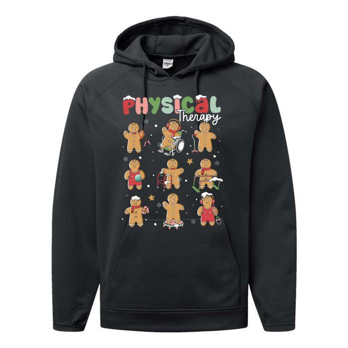 Physical Therapy Christmas Gingerbread Physical Therapist Performance Fleece Hoodie