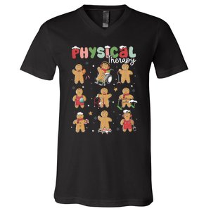 Physical Therapy Christmas Gingerbread Physical Therapist V-Neck T-Shirt