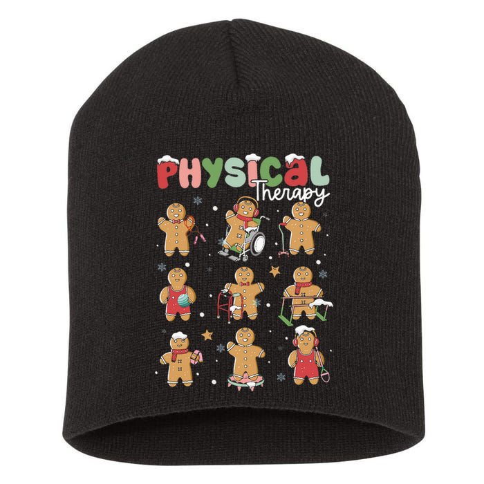 Physical Therapy Christmas Gingerbread Physical Therapist Short Acrylic Beanie