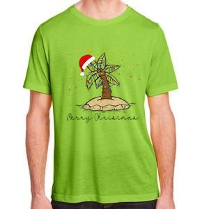 Palm Tree Christmas Light Santa Hawaiian Beach Xmas Adult ChromaSoft Performance T-Shirt