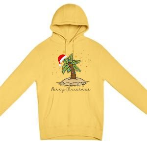 Palm Tree Christmas Light Santa Hawaiian Beach Xmas Premium Pullover Hoodie