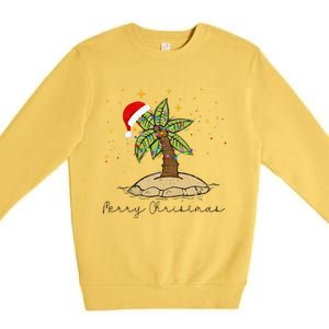 Palm Tree Christmas Light Santa Hawaiian Beach Xmas Premium Crewneck Sweatshirt