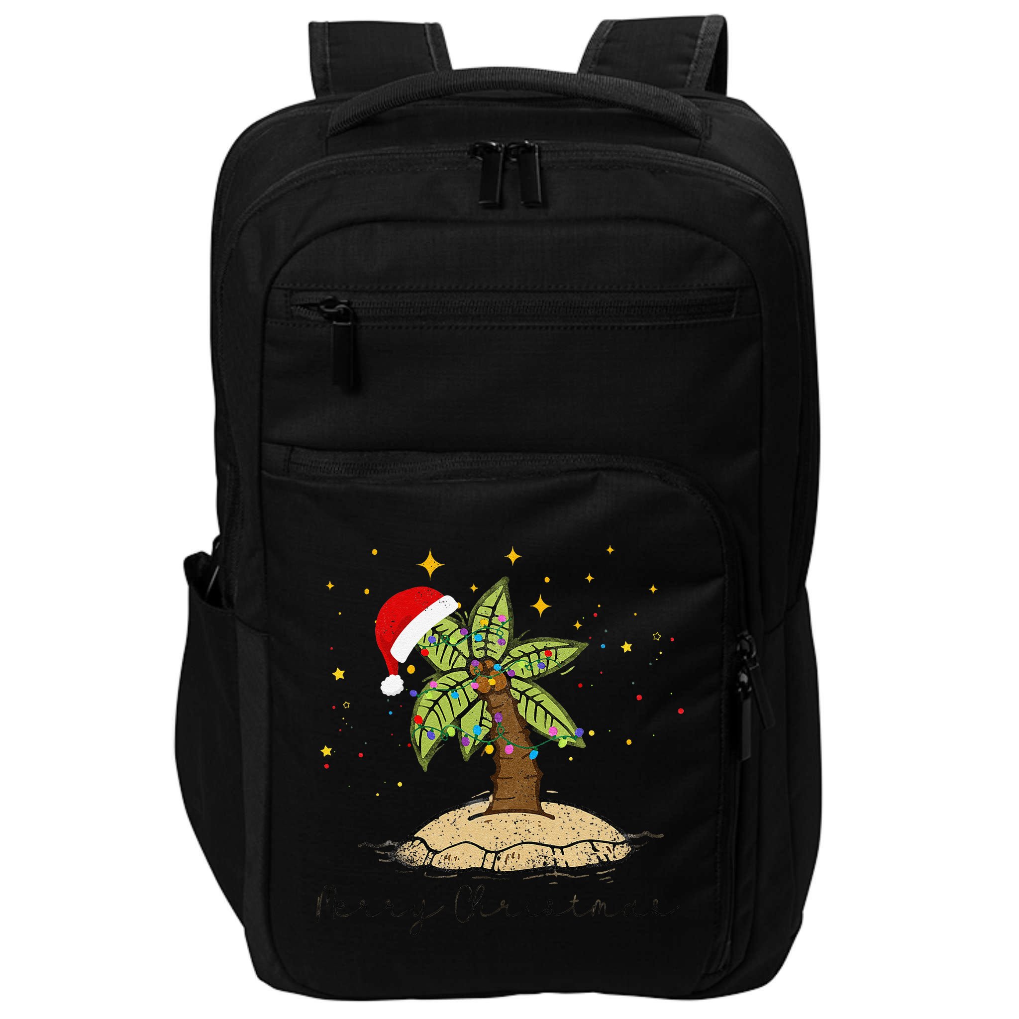 Palm Tree Christmas Light Santa Hawaiian Beach Xmas Impact Tech Backpack