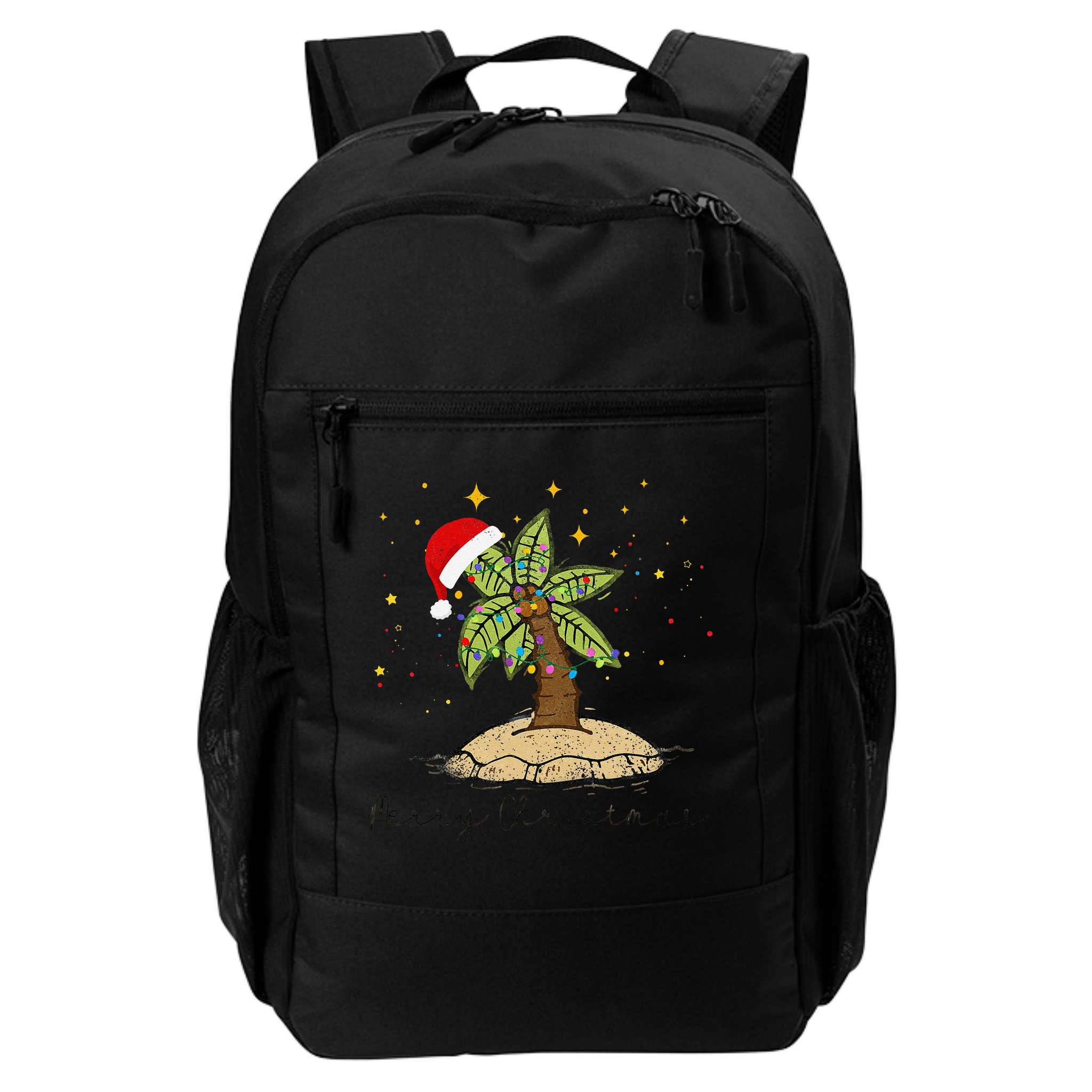 Palm Tree Christmas Light Santa Hawaiian Beach Xmas Backpack