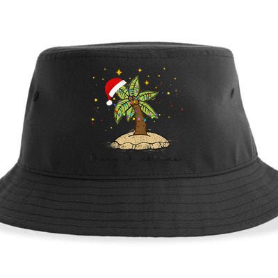 Palm Tree Christmas Light Santa Hawaiian Beach Xmas Sustainable Bucket Hat