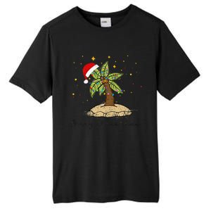 Palm Tree Christmas Light Santa Hawaiian Beach Xmas Tall Fusion ChromaSoft Performance T-Shirt