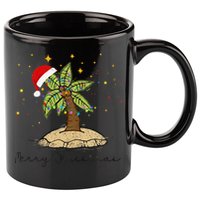 Palm Tree Christmas Light Santa Hawaiian Beach Xmas 11oz C Handle Ceramic Mug