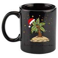 Palm Tree Christmas Light Santa Hawaiian Beach Xmas 11oz C Handle Ceramic Mug