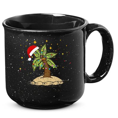 Palm Tree Christmas Light Santa Hawaiian Beach Xmas 15oz Campfire Ceramic Mug