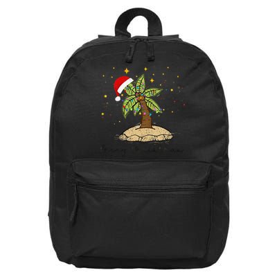 Palm Tree Christmas Light Santa Hawaiian Beach Xmas 16 in Basic Backpack
