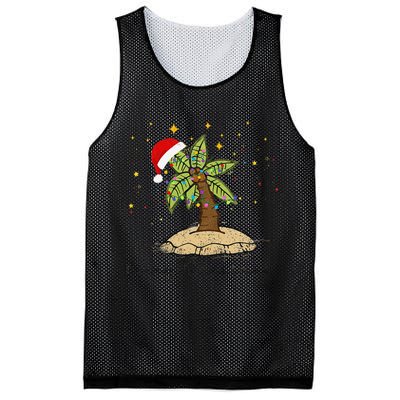 Palm Tree Christmas Light Santa Hawaiian Beach Xmas Mesh Reversible Basketball Jersey Tank
