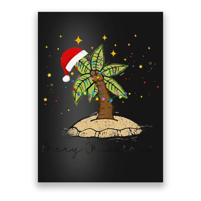 Palm Tree Christmas Light Santa Hawaiian Beach Xmas Poster