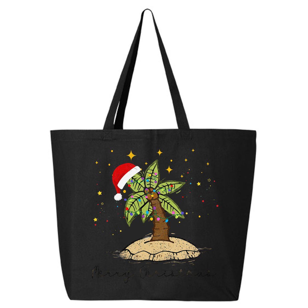 Palm Tree Christmas Light Santa Hawaiian Beach Xmas 25L Jumbo Tote