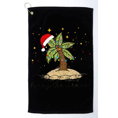 Palm Tree Christmas Light Santa Hawaiian Beach Xmas Golf Towel