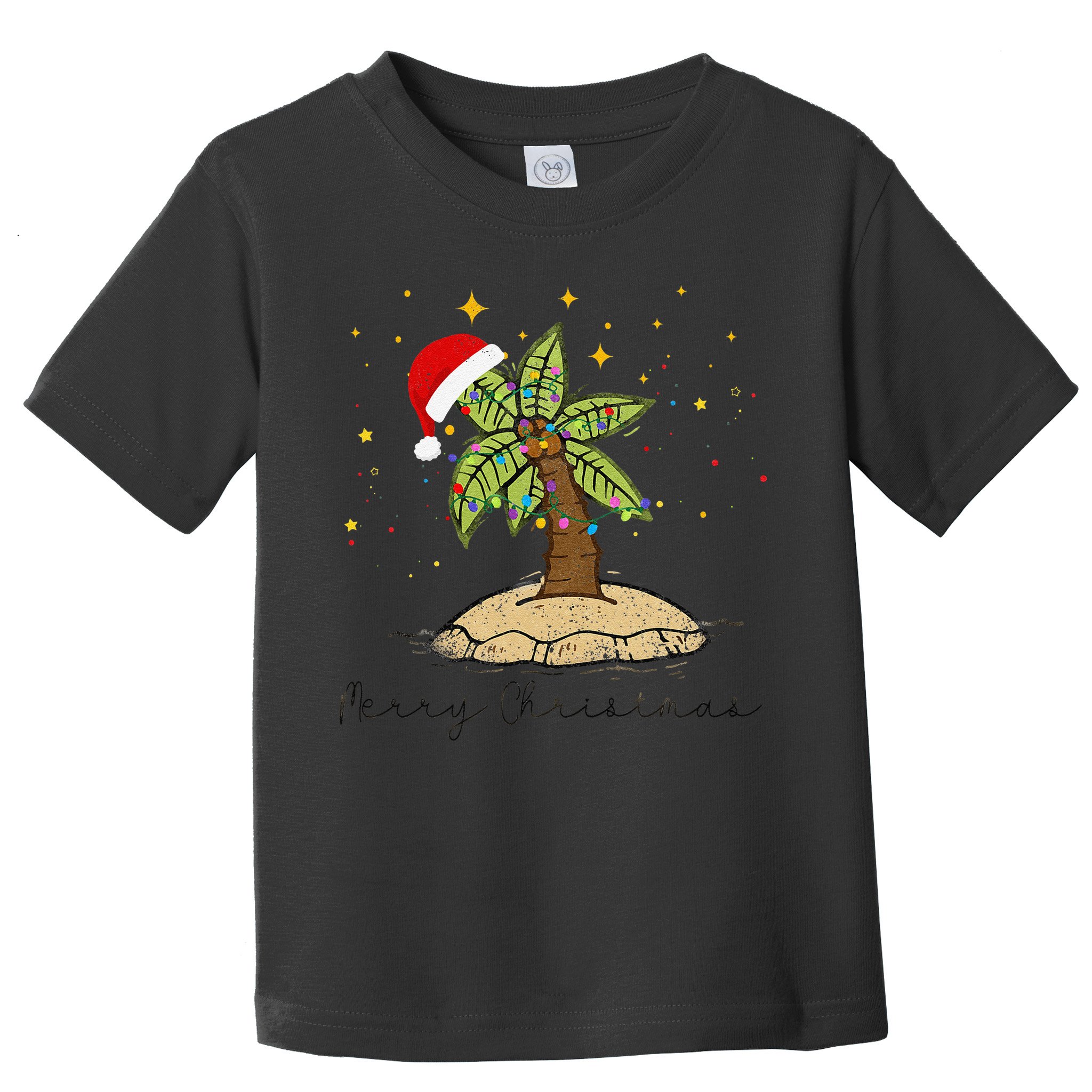 Palm Tree Christmas Light Santa Hawaiian Beach Xmas Toddler T-Shirt