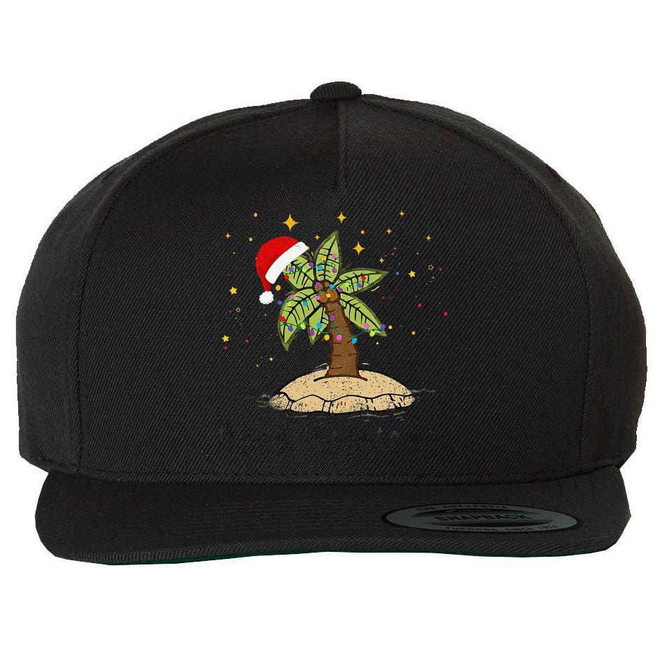 Palm Tree Christmas Light Santa Hawaiian Beach Xmas Wool Snapback Cap