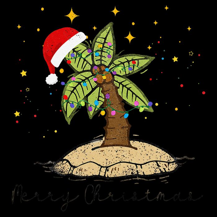 Palm Tree Christmas Light Santa Hawaiian Beach Xmas Zip Tote Bag