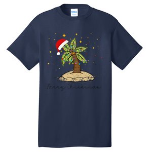 Palm Tree Christmas Light Santa Hawaiian Beach Xmas Tall T-Shirt