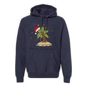 Palm Tree Christmas Light Santa Hawaiian Beach Xmas Premium Hoodie