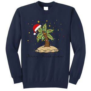 Palm Tree Christmas Light Santa Hawaiian Beach Xmas Tall Sweatshirt