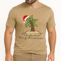 Palm Tree Christmas Light Santa Hawaiian Beach Xmas Cooling Performance Crew T-Shirt