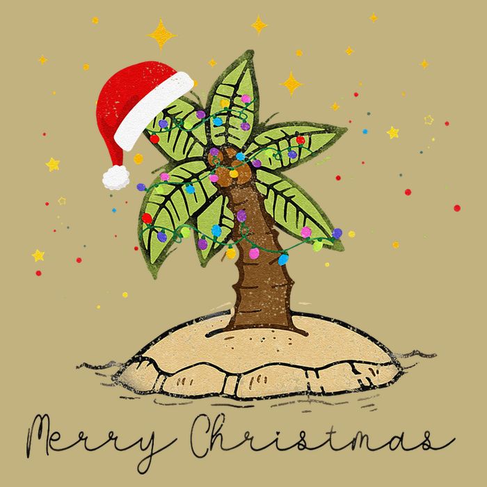 Palm Tree Christmas Light Santa Hawaiian Beach Xmas Cooling Performance Crew T-Shirt