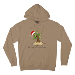 Palm Tree Christmas Light Santa Hawaiian Beach Xmas Hoodie