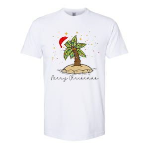 Palm Tree Christmas Light Santa Hawaiian Beach Xmas Softstyle CVC T-Shirt