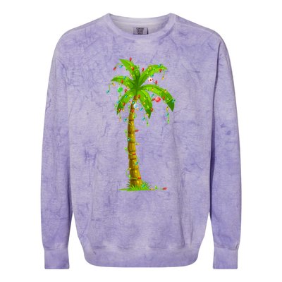 Palm Tree Christmas Lights And Ornats Hawaii Tropical Xmas Meaningful Gift Colorblast Crewneck Sweatshirt