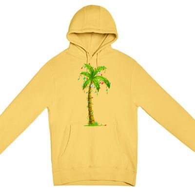 Palm Tree Christmas Lights And Ornats Hawaii Tropical Xmas Meaningful Gift Premium Pullover Hoodie