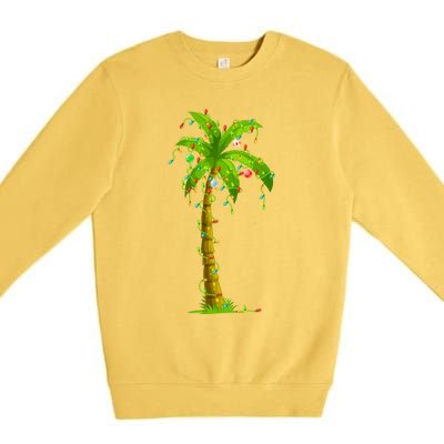 Palm Tree Christmas Lights And Ornats Hawaii Tropical Xmas Meaningful Gift Premium Crewneck Sweatshirt