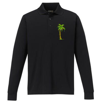 Palm Tree Christmas Lights And Ornats Hawaii Tropical Xmas Meaningful Gift Performance Long Sleeve Polo