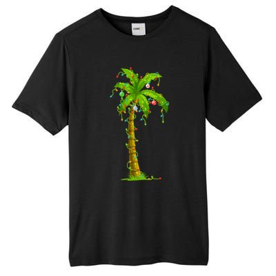 Palm Tree Christmas Lights And Ornats Hawaii Tropical Xmas Meaningful Gift Tall Fusion ChromaSoft Performance T-Shirt