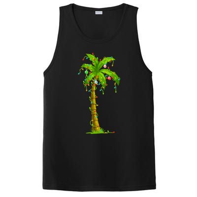 Palm Tree Christmas Lights And Ornats Hawaii Tropical Xmas Meaningful Gift PosiCharge Competitor Tank