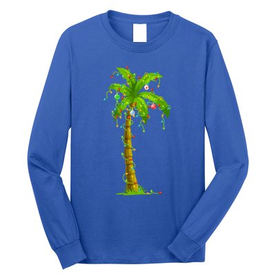 Palm Tree Christmas Lights And Ornats Hawaii Tropical Xmas Meaningful Gift Long Sleeve Shirt